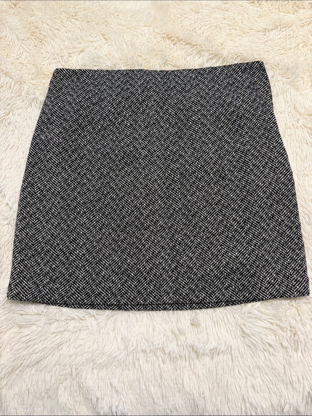 H&M Black and White Tweed Herringbone Mini Skirt